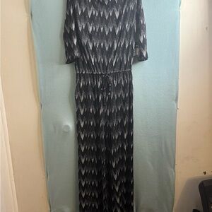 Black and Gray Patterned Women's Jumpsuit